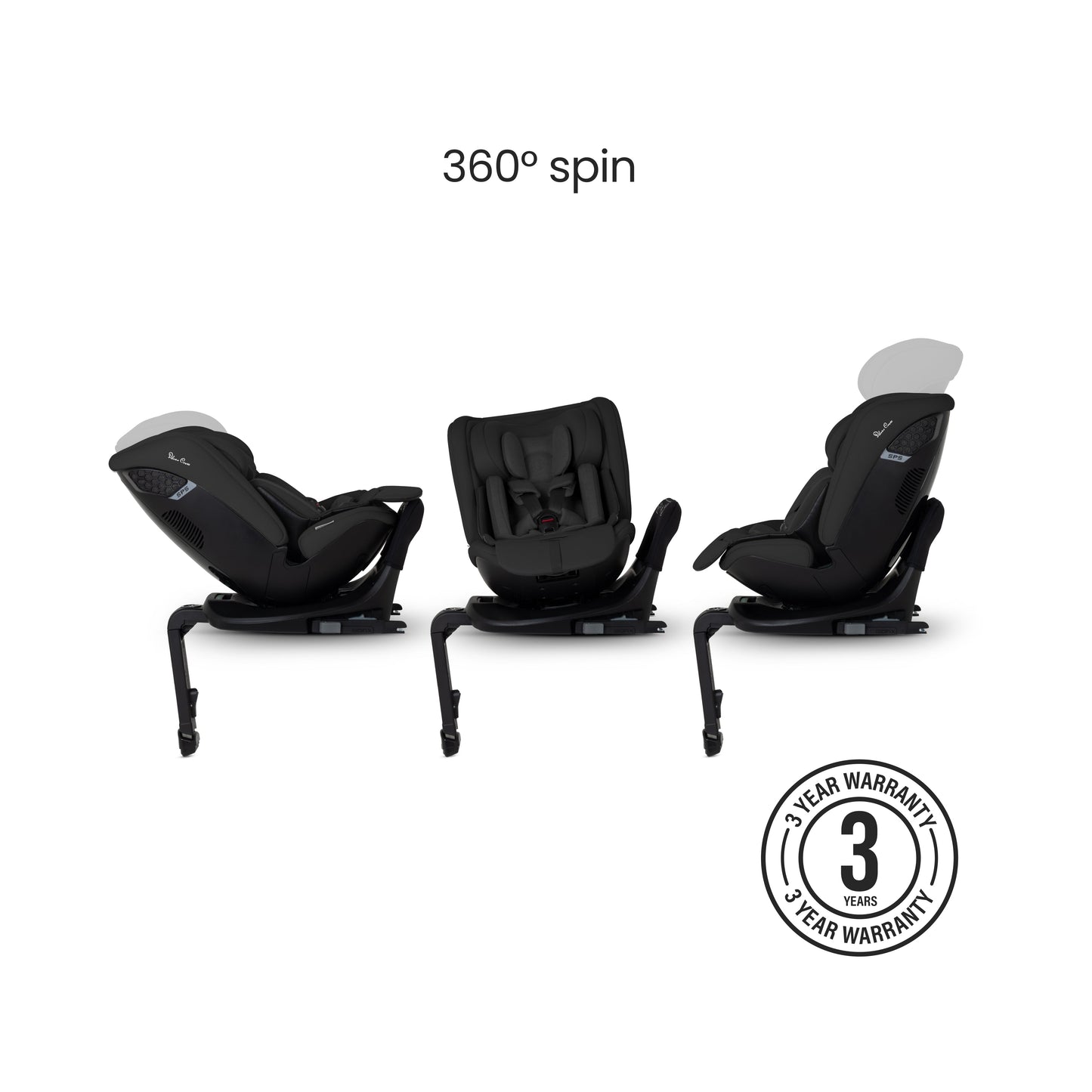 Motion 3 All Size 360 Rotating Car Seat Iconic Black