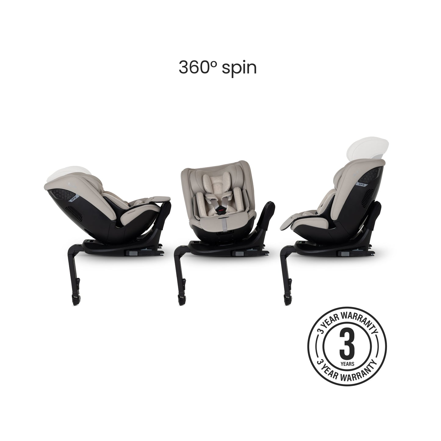 Motion 3 All Size 360 Rotating Car Seat Natural Taupe - EXAMPLE